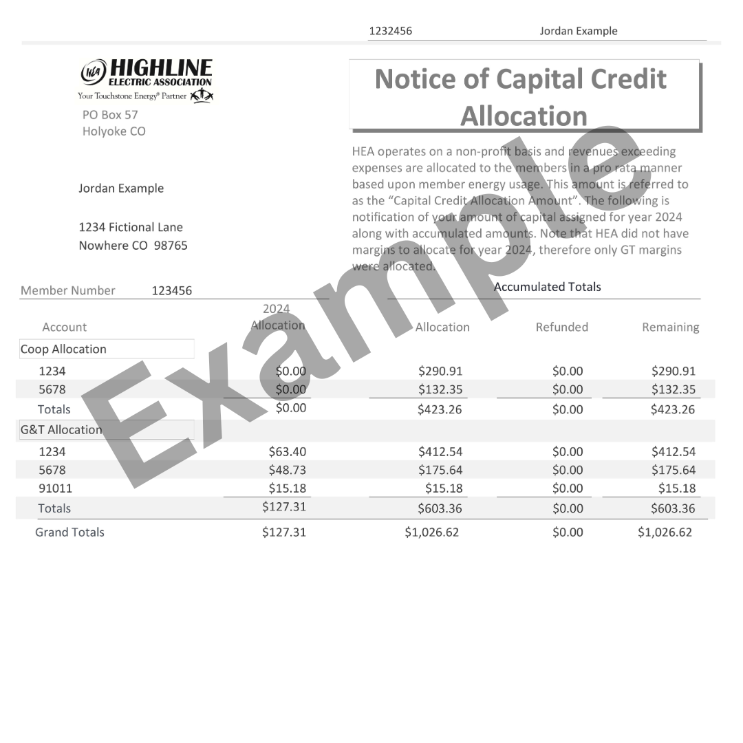 Example CC Allocation